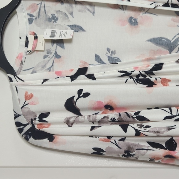 Soma Floral Lace Trim Stretchy Open Cardigan Robe Wrap Topper Ivory L - Picture 3 of 13